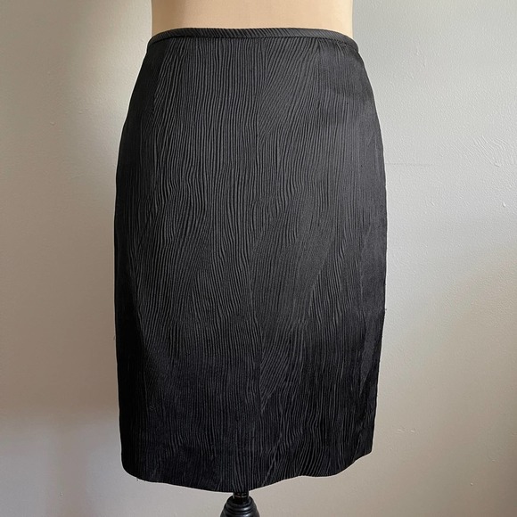 Vintage Black Pencil Skirt Textured Pattern Size 4 90s Y2K Kasper Lined Zipper S - Picture 1 of 8